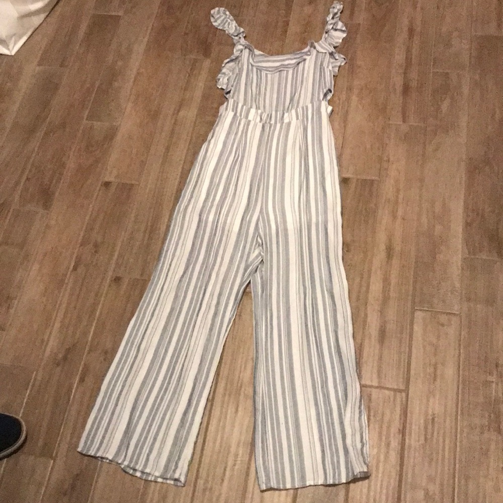 Altar’d state blue and white strip jumpsuit